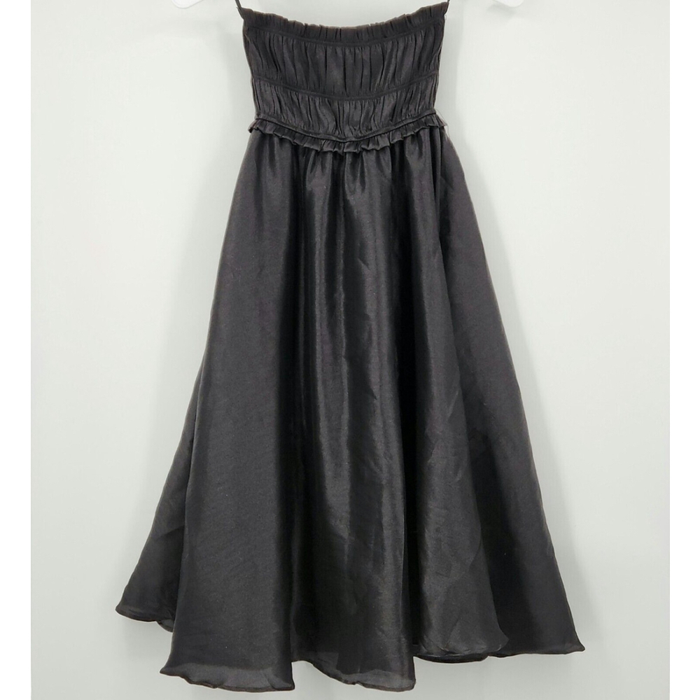 NWT Calf-length bandeau A-line Maxi dress Luxury Formal Elegant Silk Look Small